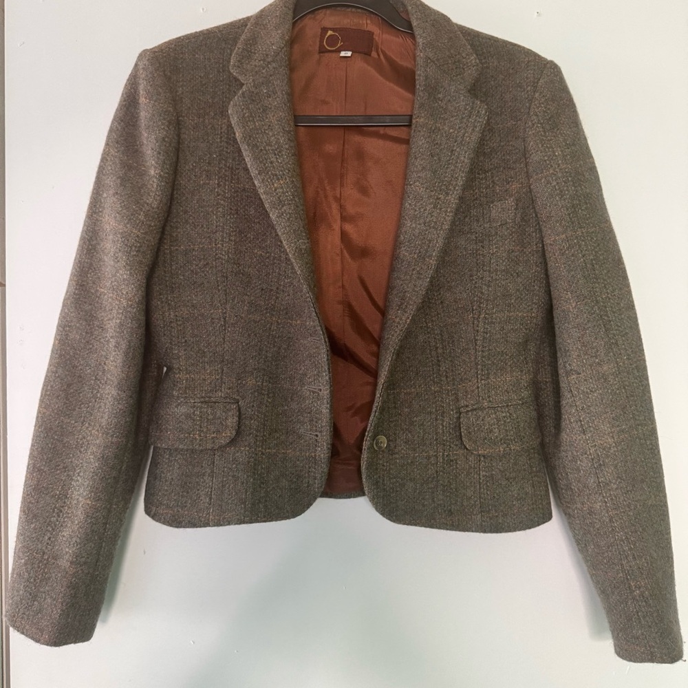 Vintage 1970s Women's Brown Tweed Blazer Jacket‎